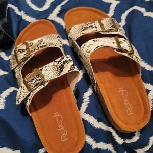 Refresh Gray Snakesin Double Strap Sandals